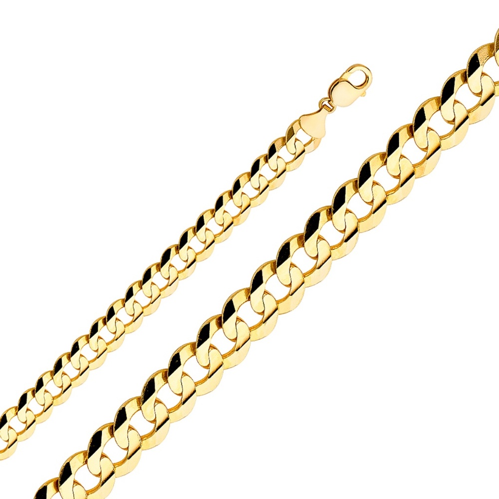 14k Yellow 12.2 mm Cuban Concave Chain - 24"